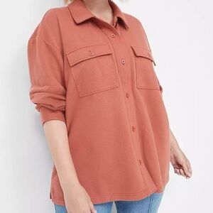 Button-Front French Terry Shacket